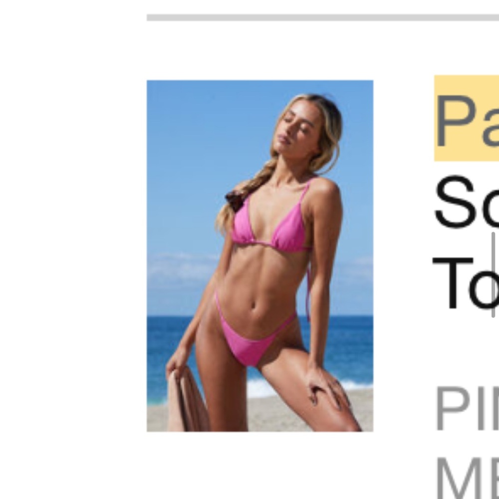 Pink Triangle Bikini TOP ONLY- Solid Pink Swimwear